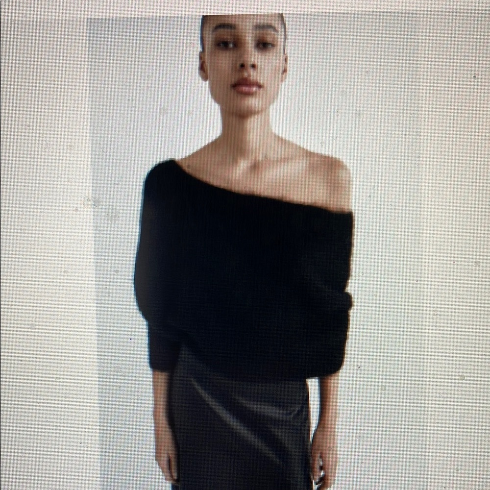 Zara alpaca Black Off-Shoulder Sweater